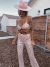 Western Disco Diamond Pink Sequin Fringe Pants Set Cowgirl Rave Bachelorette Outfit Pink Costume