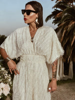 Boho Bridal Kimono Sleeve  Fringe Jumpsuit Bachelorette Party Outfit Wedding Reception Dress Festival Romper Bohemian Kimono Tulum Bali