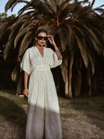 Boho Bridal Kimono Sleeve  Fringe Jumpsuit Bachelorette Party Outfit Wedding Reception Dress Festival Romper Bohemian Kimono Tulum Bali