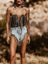 Diamond Rhinestone Western Fringe Shorts Tassel Denim Shorts Bachelorette Party Outfit Festival Fringe Pants Cowgirl Costume Space Cowboy