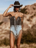 Diamond Rhinestone Western Fringe Shorts Tassel Denim Shorts Bachelorette Party Outfit Festival Fringe Pants Cowgirl Costume Space Cowboy