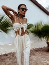 Cotton Blend Tassel Fringe Boho Pants Set Festival Outfit Tulum Bali Vacation Outfit Yoga Goddess Kundalini Pants Western Fringe Rave Set