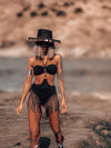 Suede Like Western Fringe Cowgirl Bodysuit Bikini Rave Set Outfit  Hippie Bridal Bikini Metallic Bohemian Disco Costume