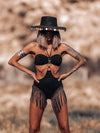 Suede Like Western Fringe Cowgirl Bodysuit Bikini Rave Set Outfit  Hippie Bridal Bikini Metallic Bohemian Disco Costume