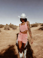 Western Denim Cowboy Star Fringe Rave Set Star Top and Shorts Set Bachelorette Outfit Fringe Costume Set