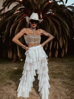 Bridal Tulle Pants Layered Tutu Pants Fringe Festival White Pants Country Rave Western Hippie 70 Fashion White Costume Pants Corpse Bride