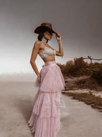 Pink Tutu Tulle Skirt Women Baby Doll Tutu Western Cowgirl Costume Maxi Skirt Bachelorette Party Outfit