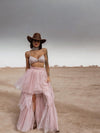 Pink Tutu Tulle Skirt Women Baby Doll Tutu Western Cowgirl Costume Maxi Skirt Bachelorette Party Outfit