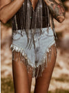 Diamond Rhinestone Western Fringe Shorts Tassel Denim Shorts Bachelorette Party Outfit Festival Fringe Pants Cowgirl Costume Space Cowboy