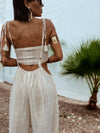 Cotton Blend Tassel Fringe Boho Pants Set Festival Outfit Tulum Bali Vacation Outfit Yoga Goddess Kundalini Pants Western Fringe Rave Set