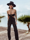 Bohemian Knit Embellished Fringe Jumpsuit Bachelorette Party Outfit Wedding Reception Dress Goddess Vacation Pants