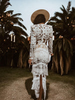 Boho Bridal Fringe Wedding Gown Bachelorette Party Dress Western Bride Gypsy Bohemian Festival Outfit