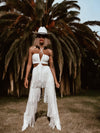 Boho Bridal Cut Out Tassel Fringe Jumpsuit Bachelorette Party Outfit Wedding Reception Dress