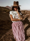 Pink Tulle Skirt Women Tutu Polka Dots Festival Desert Maxi Skirt Country Rave Western Hippie 70  Fashion