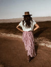 Pink Tulle Skirt Women Tutu Polka Dots Festival Desert Maxi Skirt Country Rave Western Hippie 70  Fashion