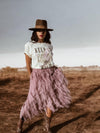 Pink Tulle Skirt Women Tutu Polka Dots Festival Desert Maxi Skirt Country Rave Western Hippie 70  Fashion