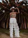 Bridal Tulle Pants Layered Tutu Pants Fringe Festival White Pants Country Rave Western Hippie 70 Fashion White Costume Pants Corpse Bride