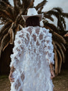 Boho Bridal Tulle Fringe Train Kimono Bohemian Romantic Rave Kimono White Disco Outfit Festival Clothing Country Western Desert Costume