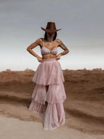 Pink Tutu Tulle Skirt Women Baby Doll Tutu Western Cowgirl Costume Maxi Skirt Bachelorette Party Outfit