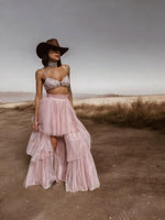 Pink Tutu Tulle Skirt Women Baby Doll Tutu Western Cowgirl Costume Maxi Skirt Bachelorette Party Outfit