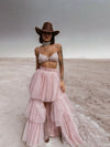 Pink Tutu Tulle Skirt Women Baby Doll Tutu Western Cowgirl Costume Maxi Skirt Bachelorette Party Outfit