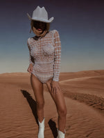 Nude Pearl Bodysuit Diva Costume Cowboy Bodysuit Diamond Playsuit Futuristic Space Cowboy Costume Western Bachelorette Outfit