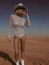 Nude Pearl Bodysuit Diva Costume Cowboy Bodysuit Diamond Playsuit Futuristic Space Cowboy Costume Western Bachelorette Outfit