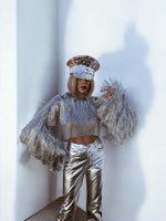 Silver Fringe Festival Jacket, Tinsel Festival Jacket, Cowgirl Outfit, Disco Gold Jacket, Fringe Country Top, Popstar Inspired Jacket