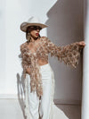 Rose Gold Fringe Sequin Mini Kimono, Western Fringe Festival Kimono, Cowgirl Country Fringe Jacket, Country Festival Costume