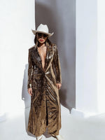 Gold Sequin Maxi Coat, Sequin Festival Jacket, Gold Maxi Kimono, Disco Gold Jacket, Disco Jacket, Western Gold Jacket, Gold Blazer