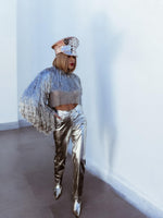 Silver Fringe Festival Jacket, Tinsel Festival Jacket, Cowgirl Outfit, Disco Gold Jacket, Fringe Country Top, Popstar Inspired Jacket