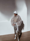 Silver Bootcut Western Pants, Silver Disco Pants, Metallic Cowgirl Pants Shiny Festival Pants, Disco Costumes, Cowboy Outfit, NYE Outfit