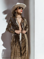 Gold Sequin Maxi Coat, Sequin Festival Jacket, Gold Maxi Kimono, Disco Gold Jacket, Disco Jacket, Western Gold Jacket, Gold Blazer