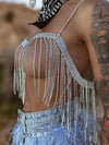 Rhinestone Western Fringe Bra Jewelry, Cowgirl Fringe Body Jewelry, Western Festival Top, Bachelorette Party Outfit, Space Cowboy Costume