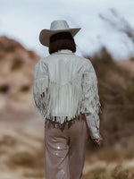 Faux Leather Western Fringe Jacket, Rhinestone Fringe Jacket, Cowgirl Festival Costume Jacket, Boho Bride Rhinestone Jacket, Cowboy Jacket