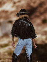 Faux Leather Fringe Jacket, Rhinestone Fringe Jacket, Western Diamond Fringe Jacket, Country Girl Cowgirl Jacket, Barn Wedding Bridal Outfit