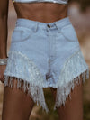 Diamond Sequin Western Fringe Shorts, Tassel Denim Shorts, Bachelorette Party Outfit, Festival Fringe Pants, Cowgirl Costume, Space Cowboy