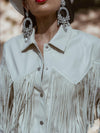 Faux Leather Western Fringe Jacket, Rhinestone Fringe Jacket, Cowgirl Festival Costume Jacket, Boho Bride Rhinestone Jacket, Cowboy Jacket