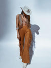 Brown Fringe Western Flare Suede Pants, Chaps Fringe Bell Bottom Pants, Festival Pants, Country Western Cowgirl Outfit