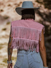 Fringe Denim Pink Jacket, Rhinestone Fringe Vest, Western Diamond Fringe Jacket, Country Girl Cowgirl Jacket, Barn Wedding Bridal Outfit