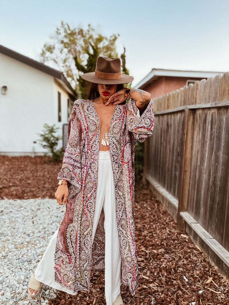 Handmade Embroidery Boho Bohemian Maxi Patchwork Cappadocia Kimono