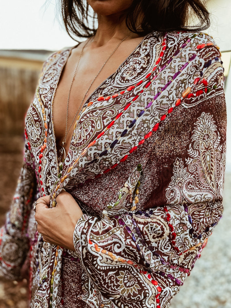 Handmade Embroidery Boho Bohemian Maxi Patchwork Cappadocia Kimono