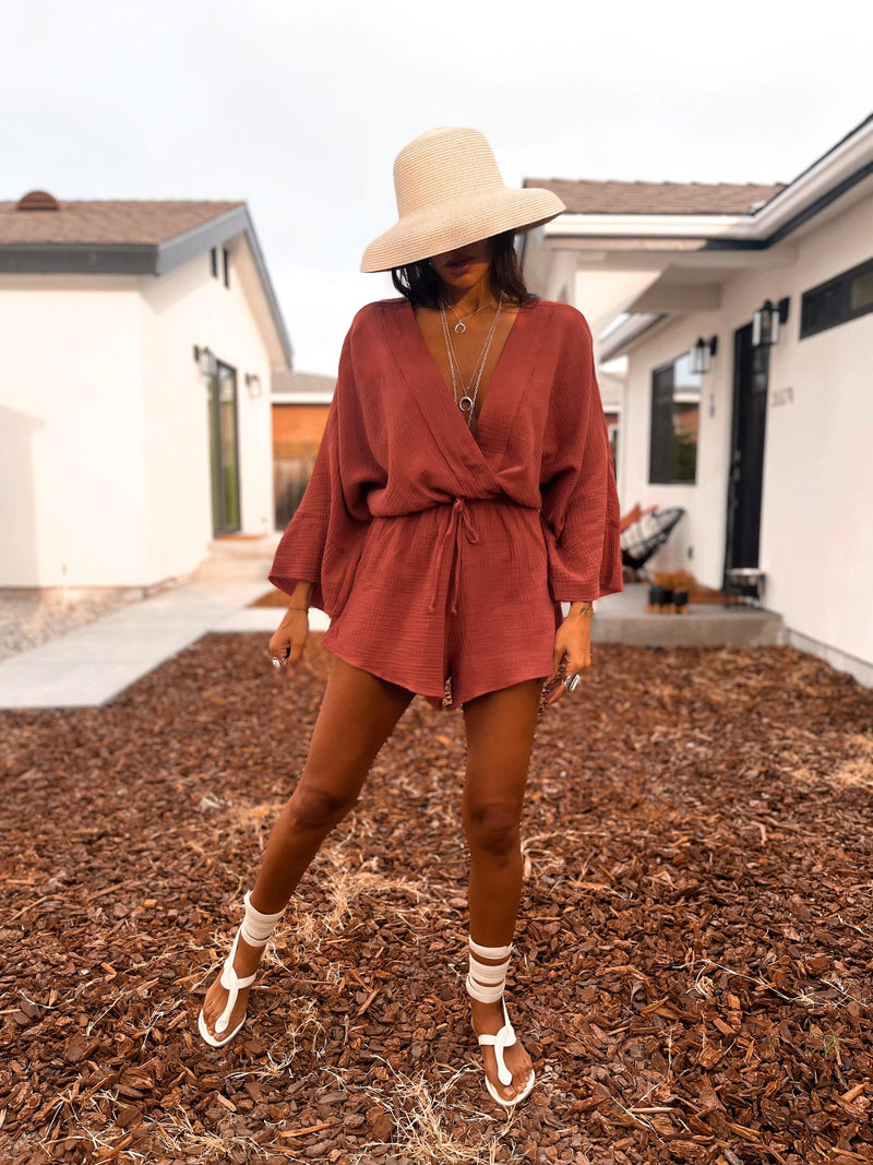 100% Cotton Gauze Kimono Romper