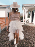 Feather Fringe Suede Crop Top