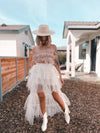 Feather Fringe Suede Crop Top