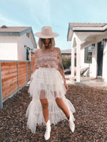 Feather Fringe Suede Crop Top