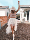 Feather Fringe Suede Crop Top